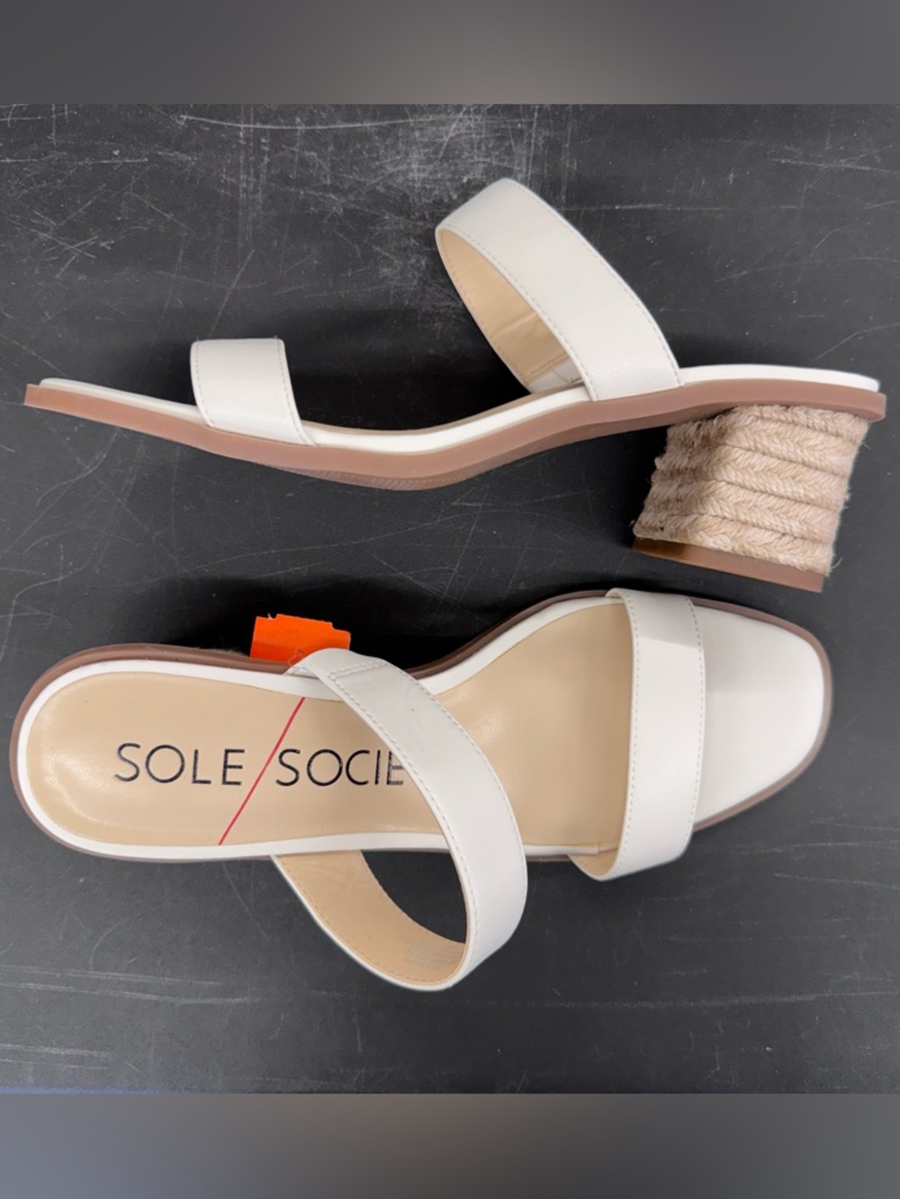 Sole Society White Double-Strap Espadrille Block Heel Sandal